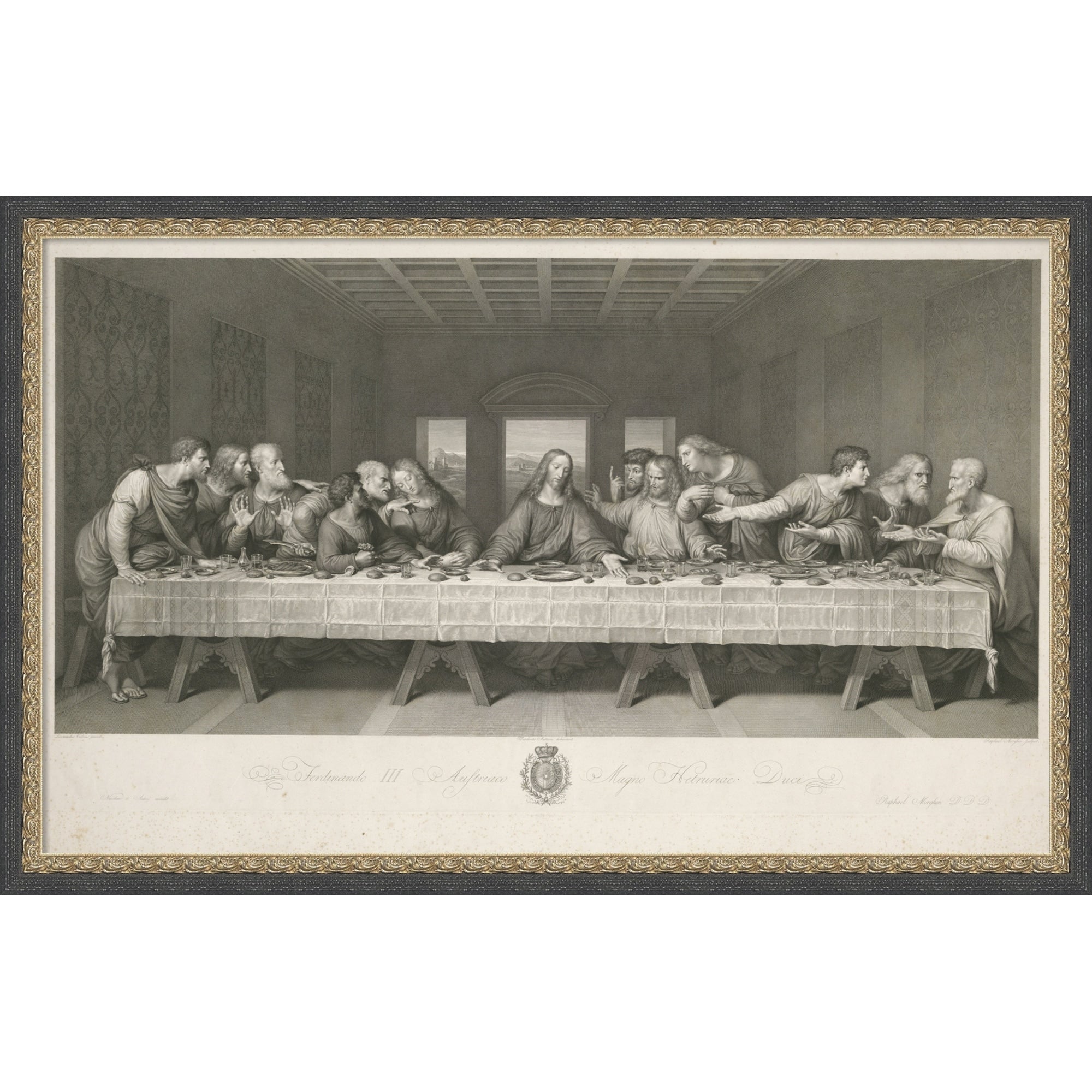 The Last Supper Matteini Morghen By Leonardo Da Vinci Framed Mounted Canvas Wall Art Print