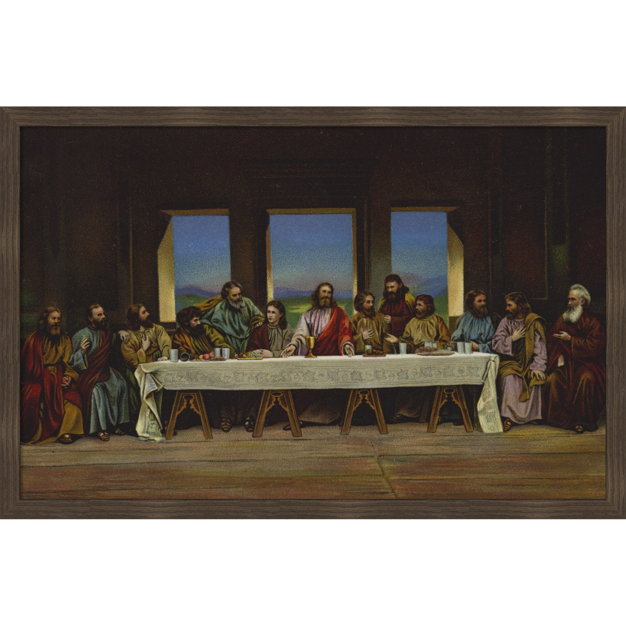 The Last Supper By German School Framed Mounted Canvas Wall Art Print