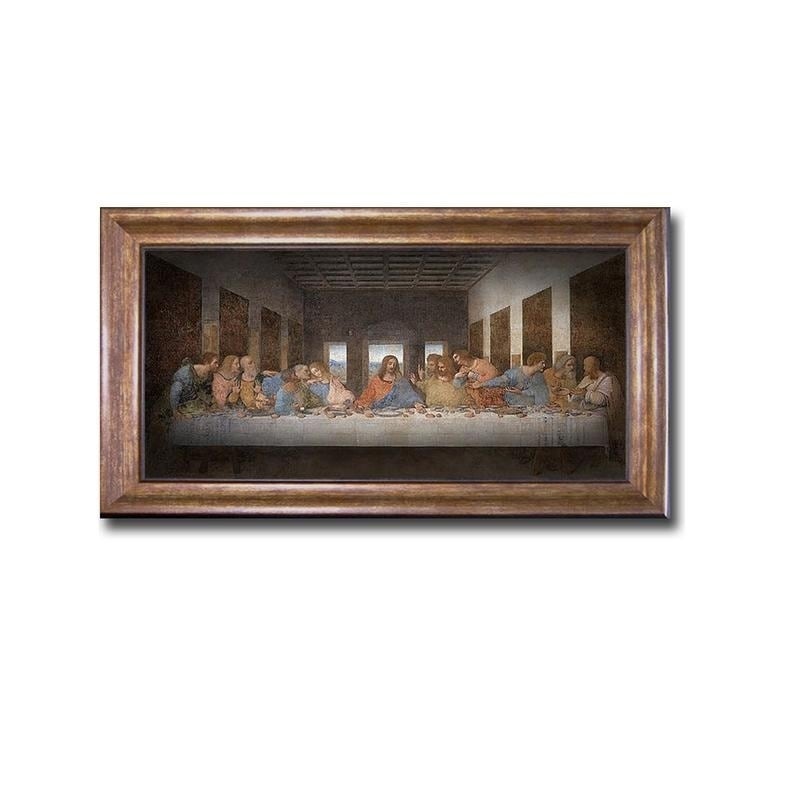 The Last Supper By Leonardo Da Vinci Bronze Gold Framed Canvas Art 16 In X 28 In Framed Size