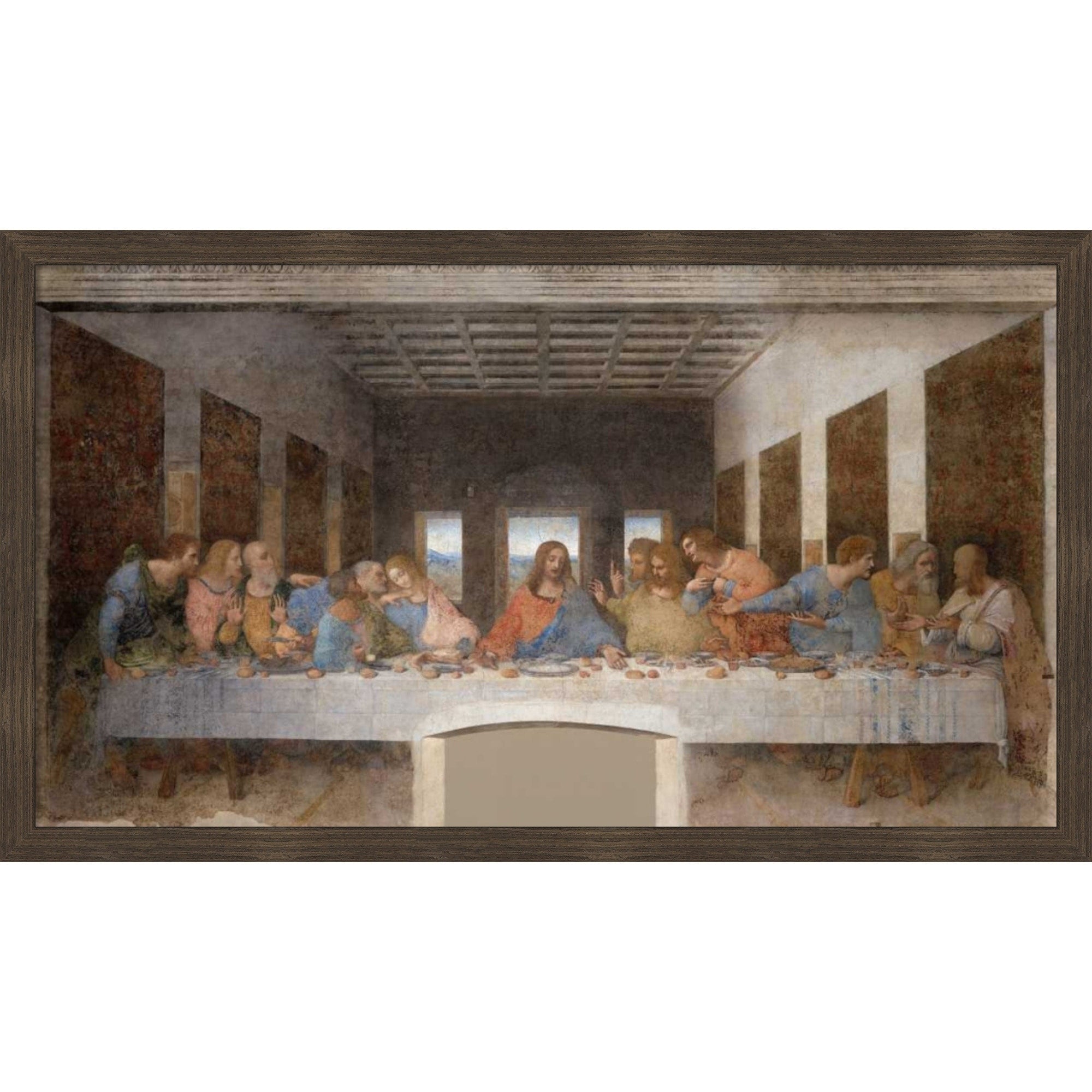 The Last Supper By Leonardo Da Vinci Framed Mounted Canvas Wall Art Print
