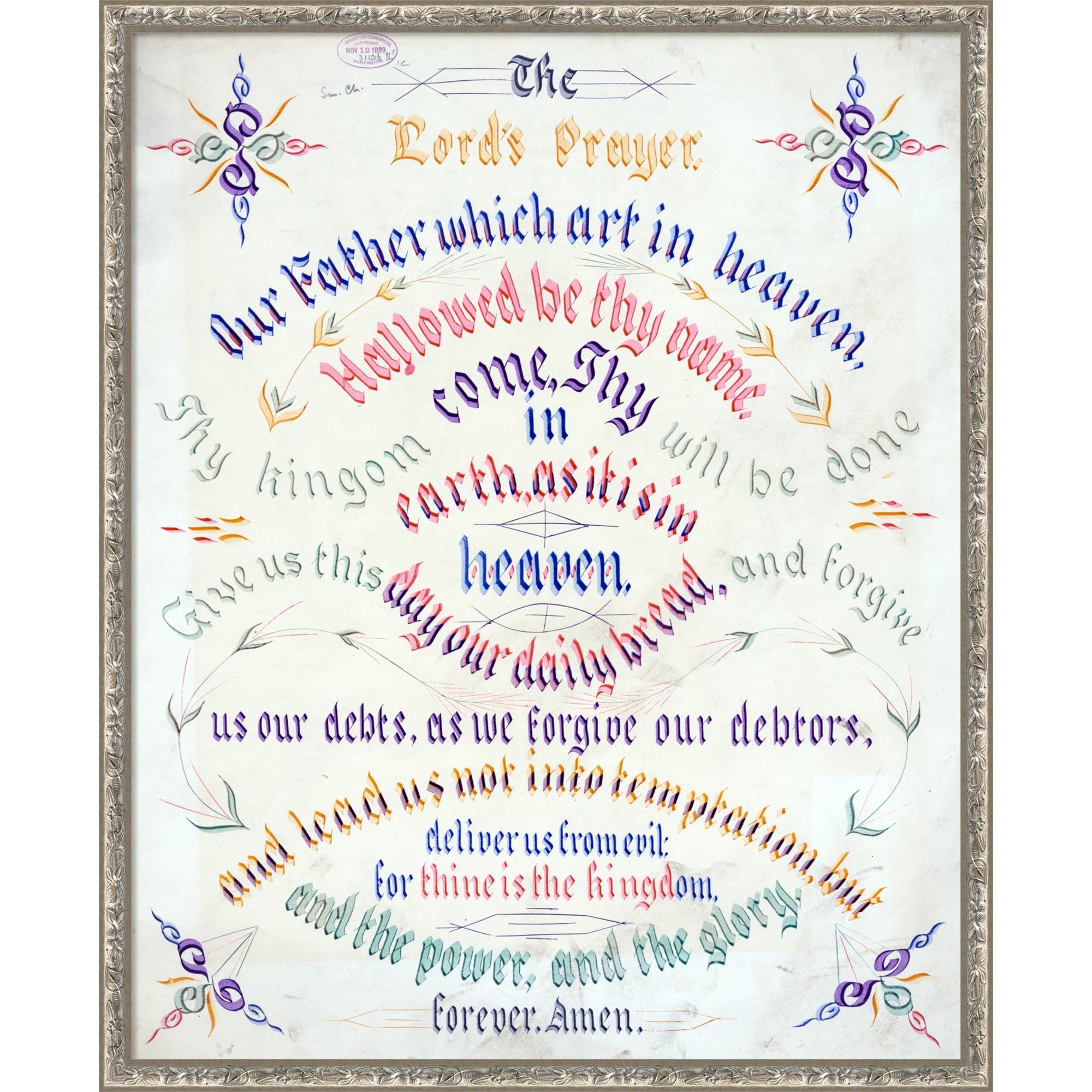 The Lords Prayer 1889 Framed Mounted Canvas Wall Art Print