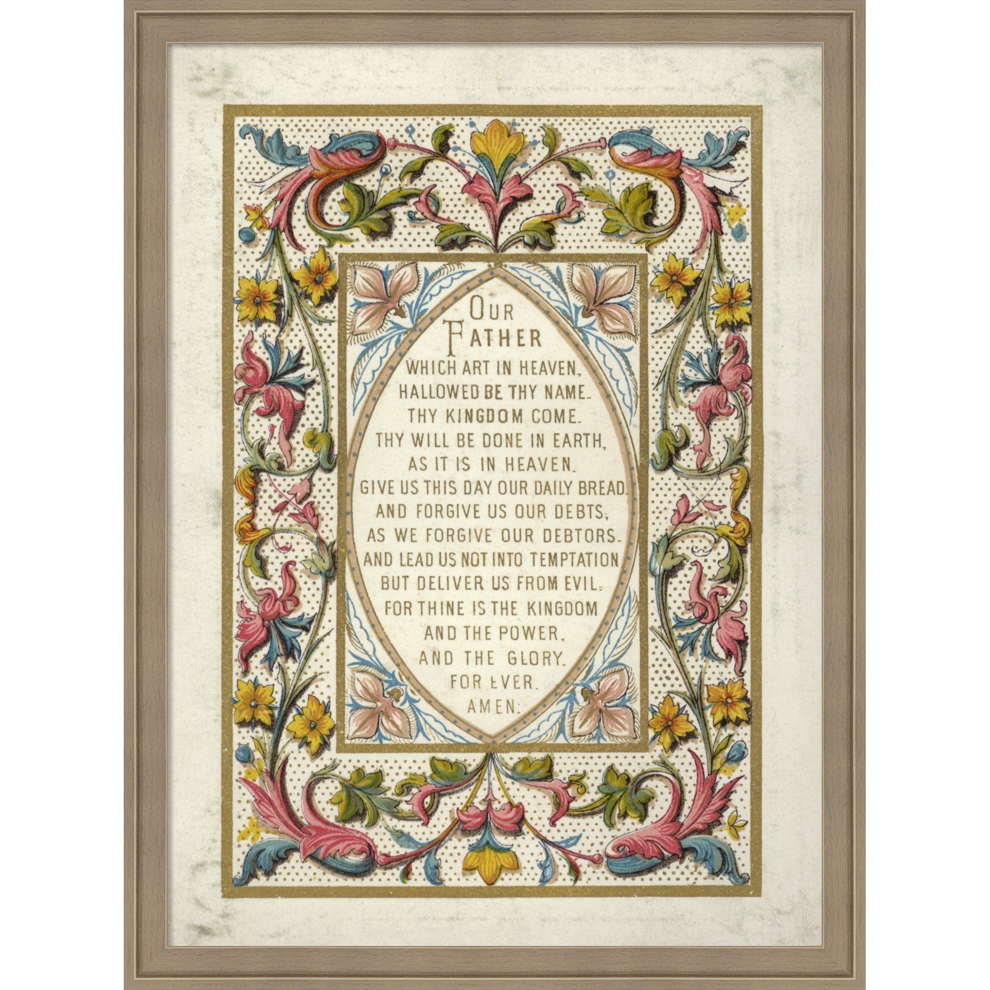 The Lords Prayer By English School Framed Mounted Canvas Wall Art Print