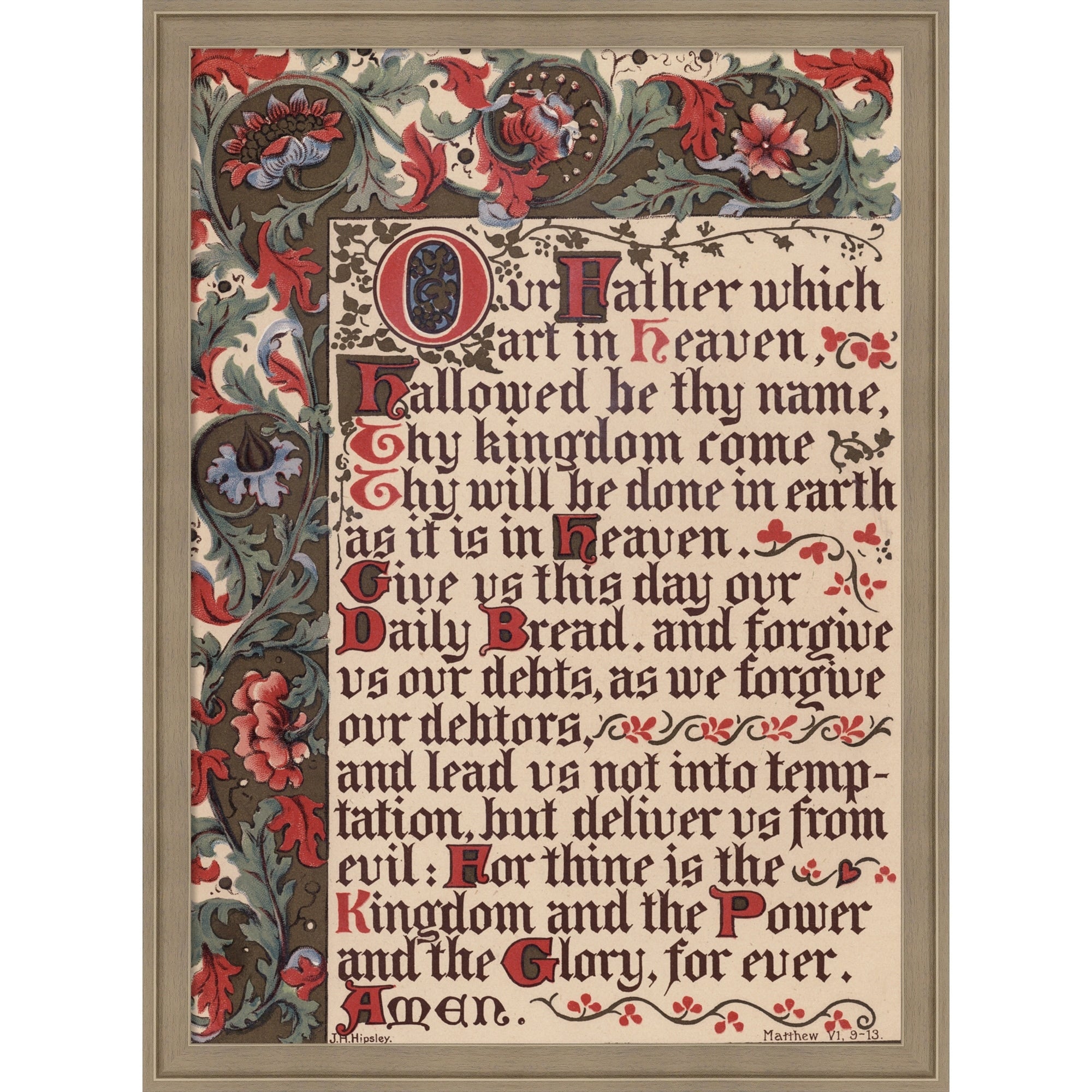 The Lords Prayer By English School Framed Mounted Canvas Wall Art Print