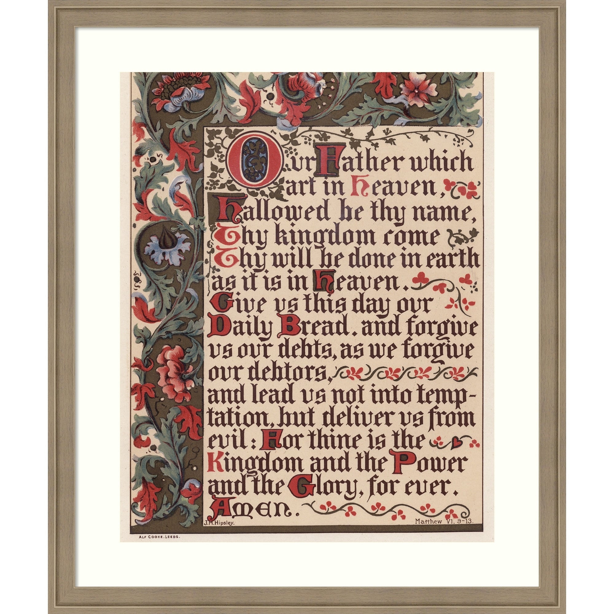 The Lords Prayer By English School Wood Framed Wall Art Print