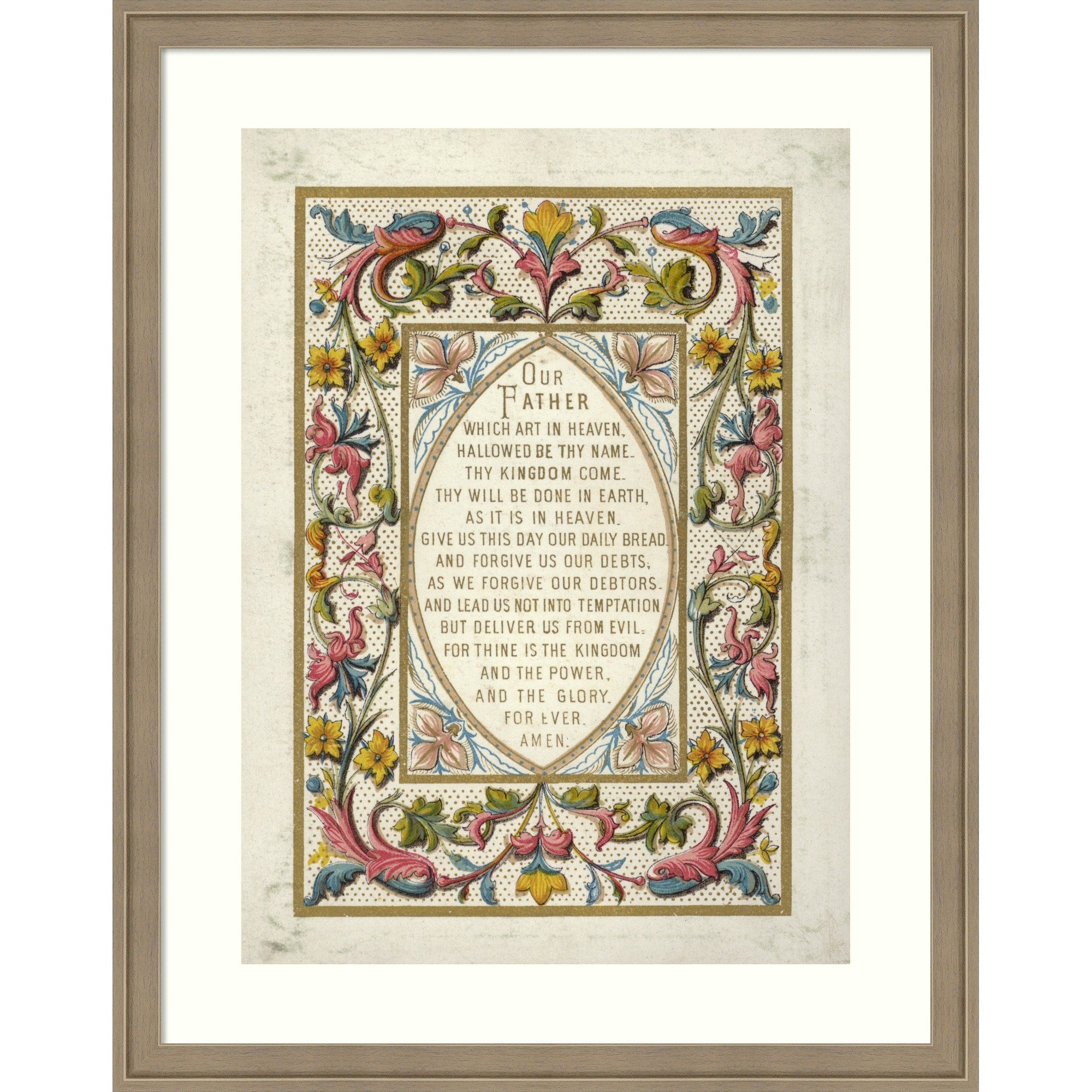 The Lords Prayer By English School Wood Framed Wall Art Print