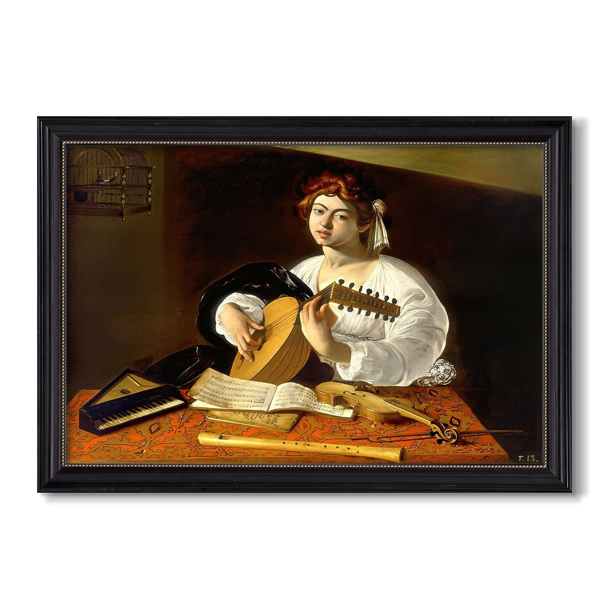 The Lute Player C 1596 Caravaggio Custom Framed Canvas