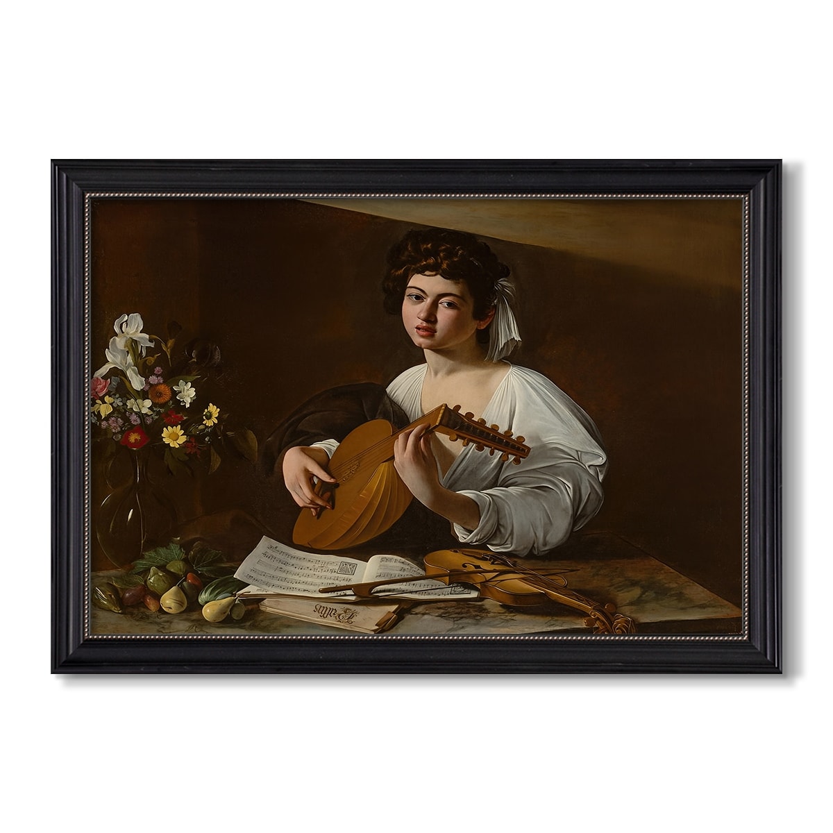 The Lute Player C 1596 Caravaggio Custom Framed Canvas