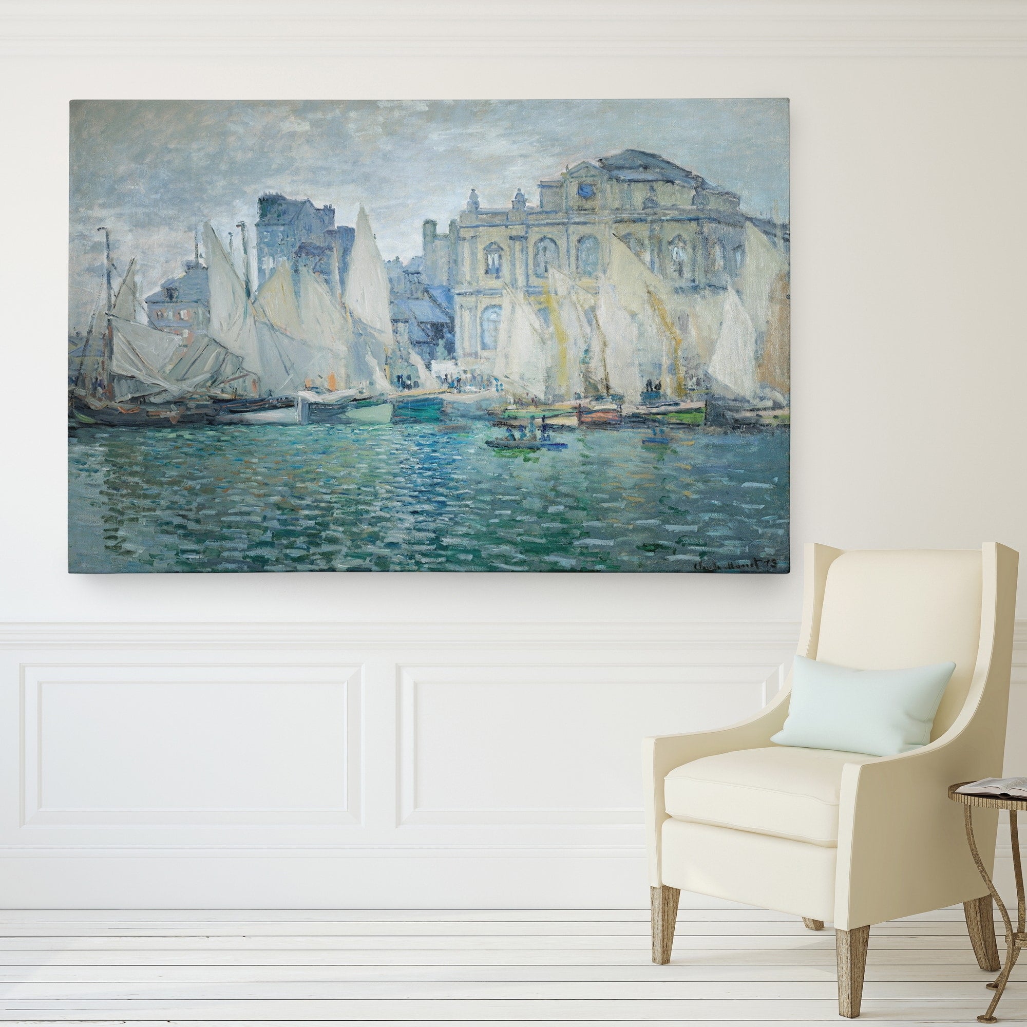 Wexford Home Monet The Museum At Le Havre Premium Giclee Gallery Wrapped Canvas Blue White