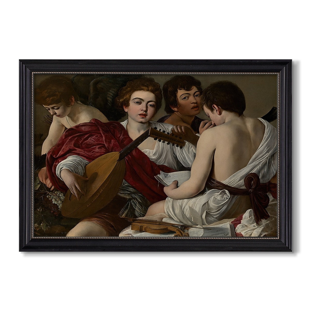 The Musicians C 1595 Caravaggio Custom Framed Canvas
