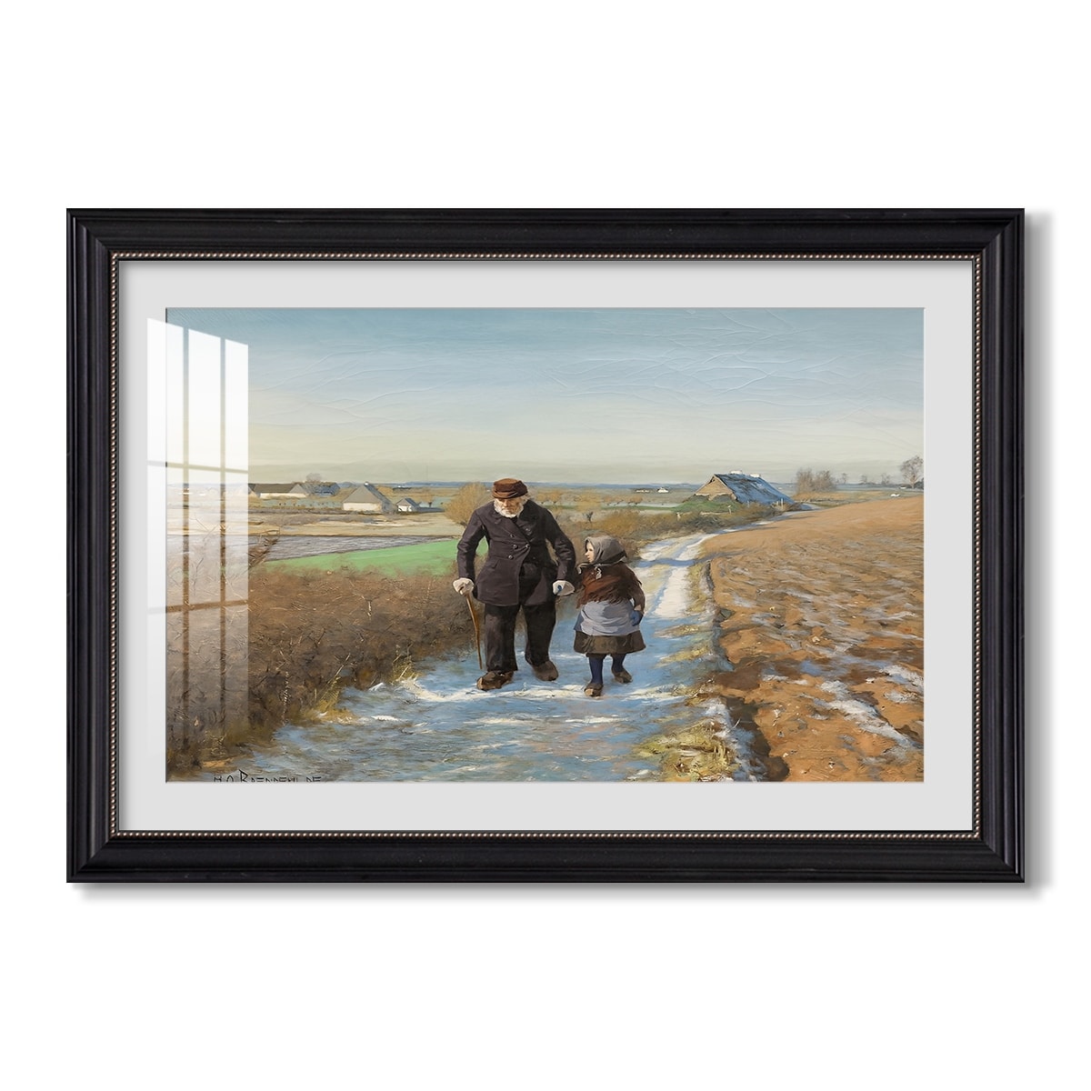 The Old Man And The 1888 Hans Andersen Brendekilde Custom Framed Print