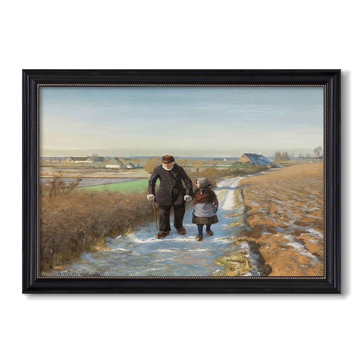 The Old Man And The Child 1888 Hans Andersen Brendekilde Custom Framed Canvas