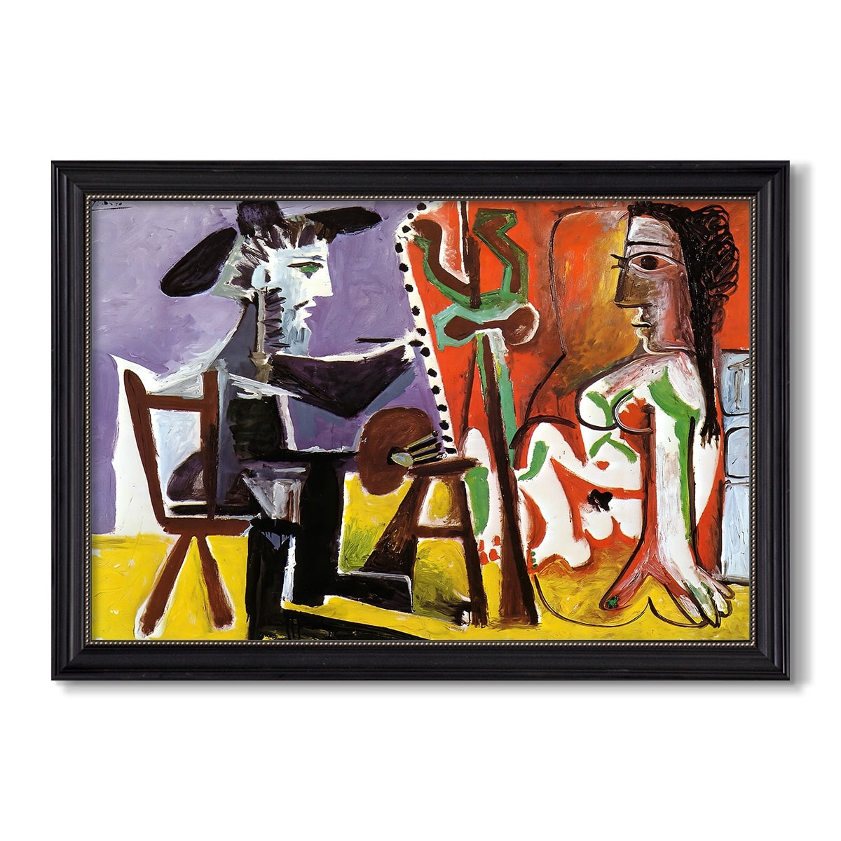 The Painter And His Model 1963 Pablo Picasso Custom Framed Canvas
