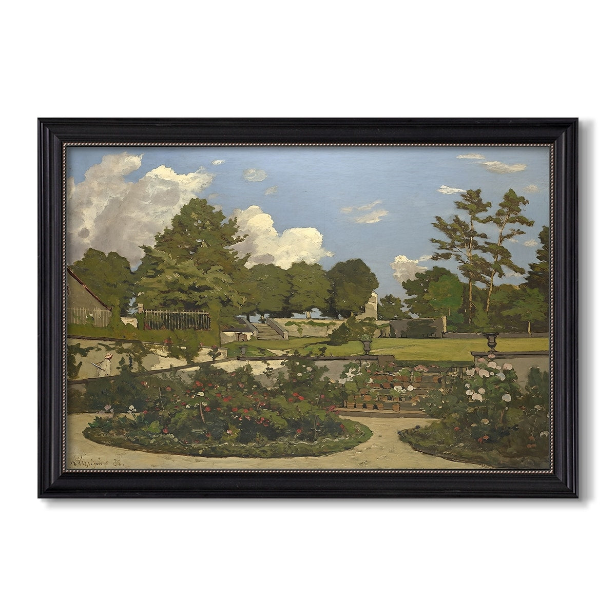 The Painters Garden At Saint Prive 1886 Henri Harpignies Custom Framed Canvas