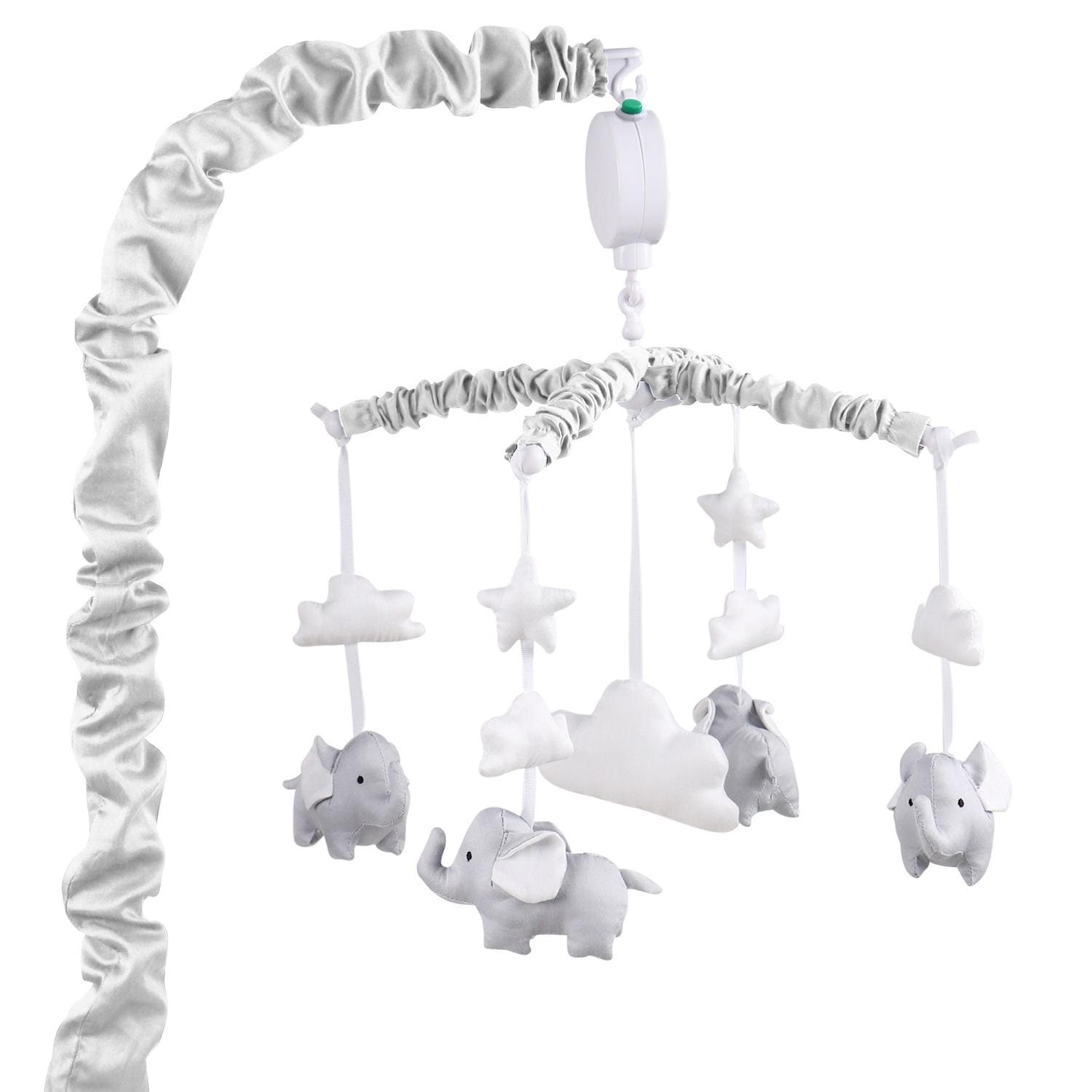 The Peanut Shell Elephant Musical Mobile In Grey