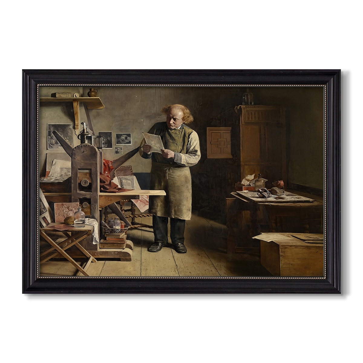 The Plate Printer 1875 Henri De Braekeleer Custom Framed Canvas