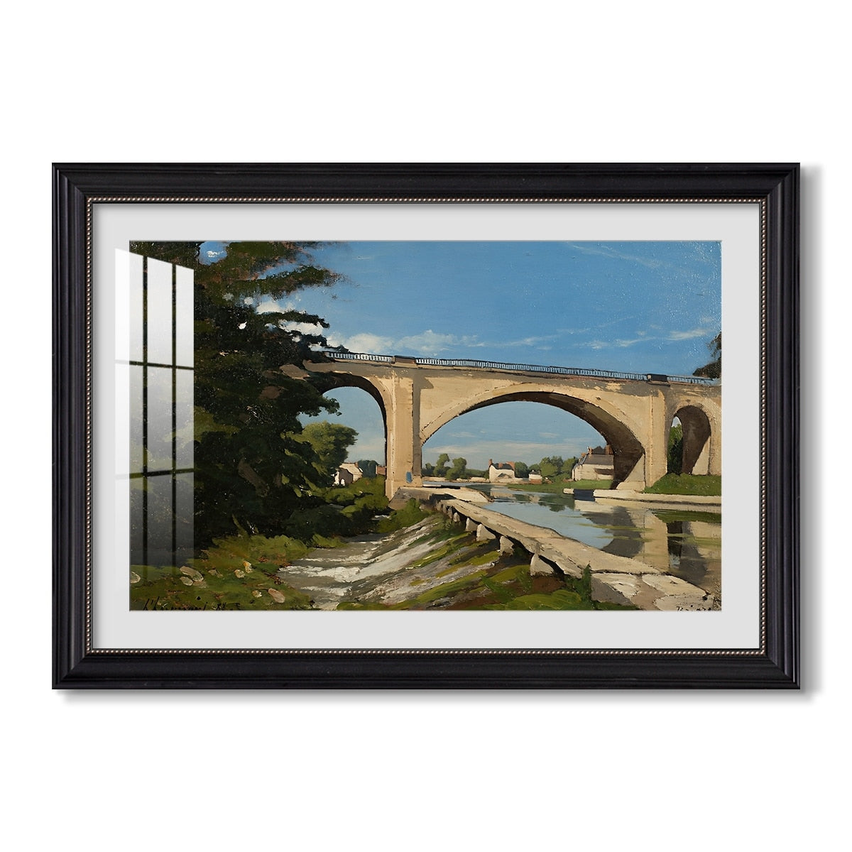 The Railroad Bridge At Briare 1888 Henri Harpignies Custom Framed Print