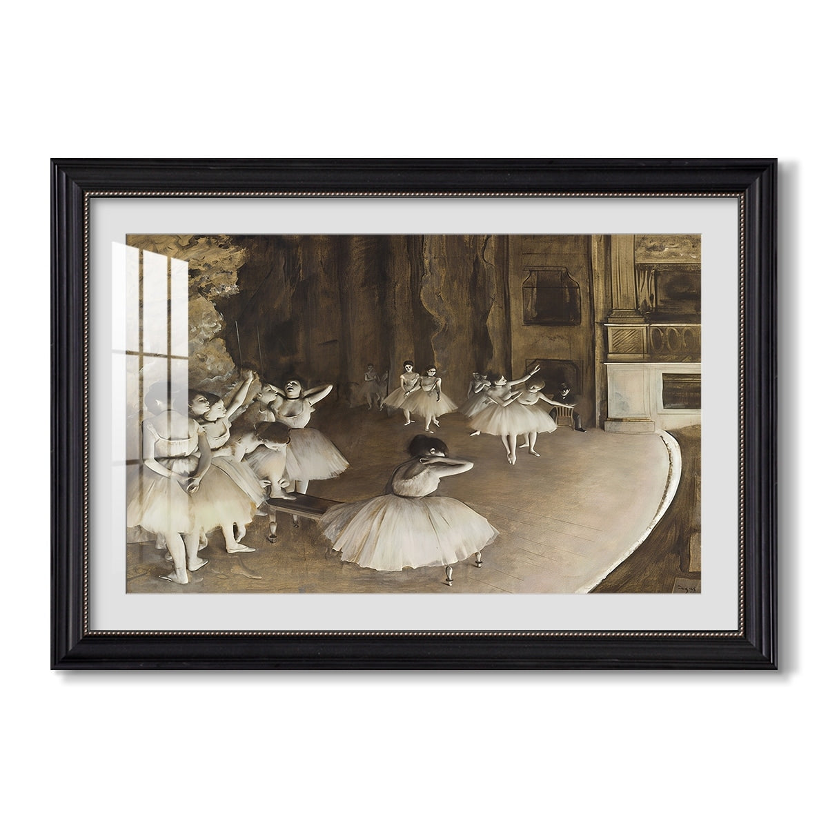 The Rehearsal Of The Ballet Onstage 1874 Edgar Degas Custom Framed Print