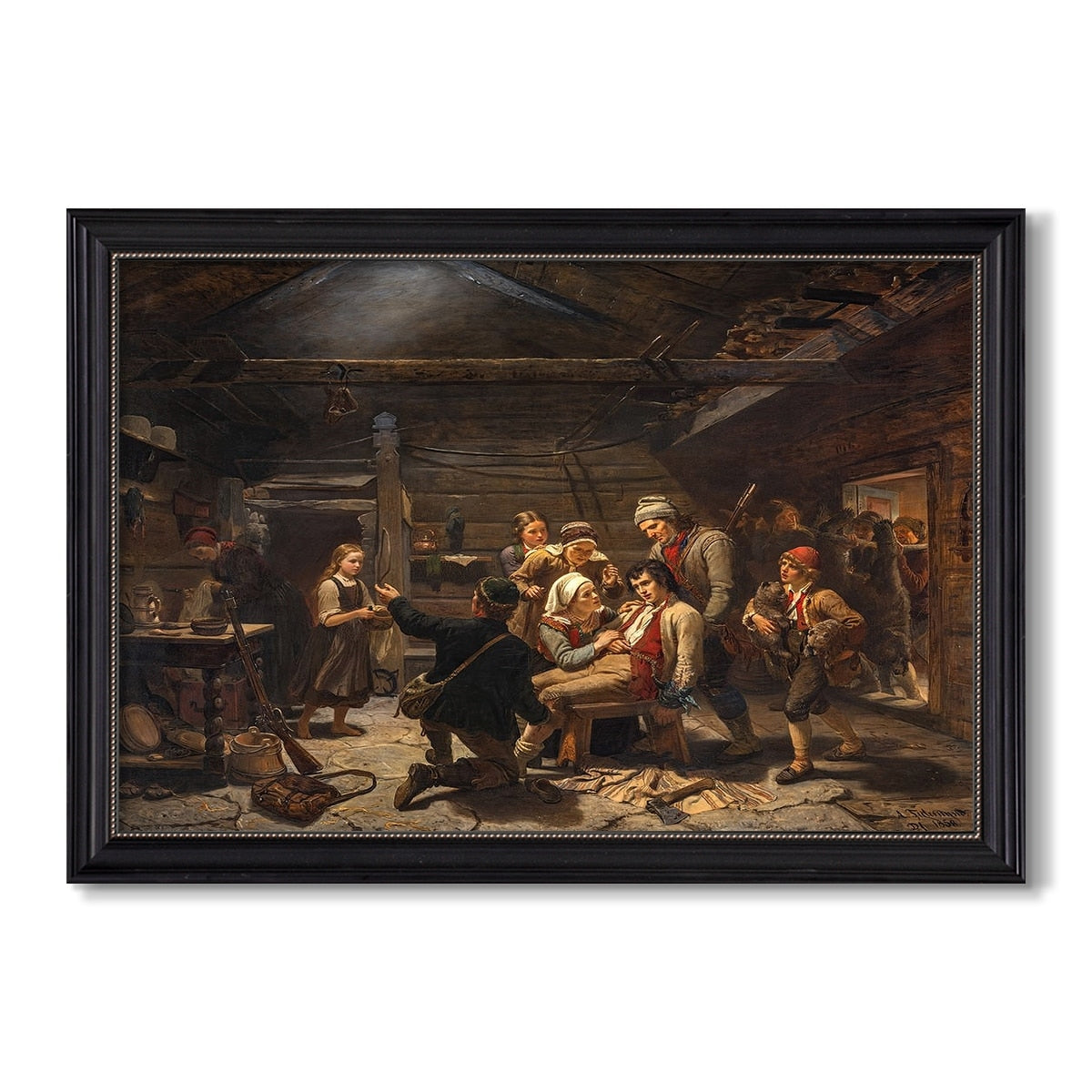 The Return Of The Bear Hunter 1856 Adolph Tidemand Custom Framed Canvas
