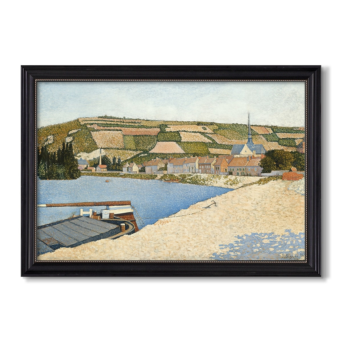 The Riverbank Les Andelys 1886 Paul Signac Custom Framed Canvas