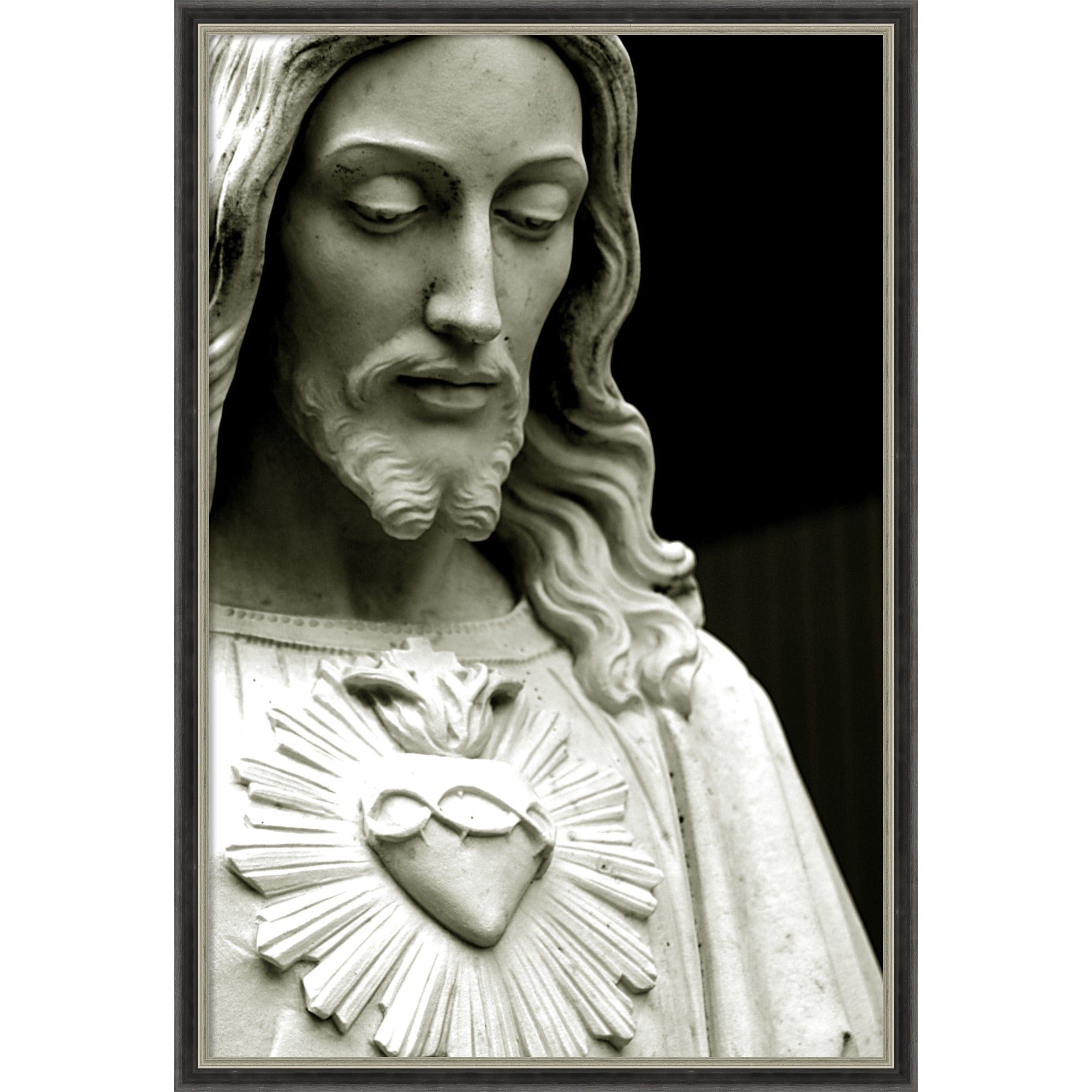 The Sacred Heart Of Jesus By South American School Framed Mounted Canvas Wall Art Print