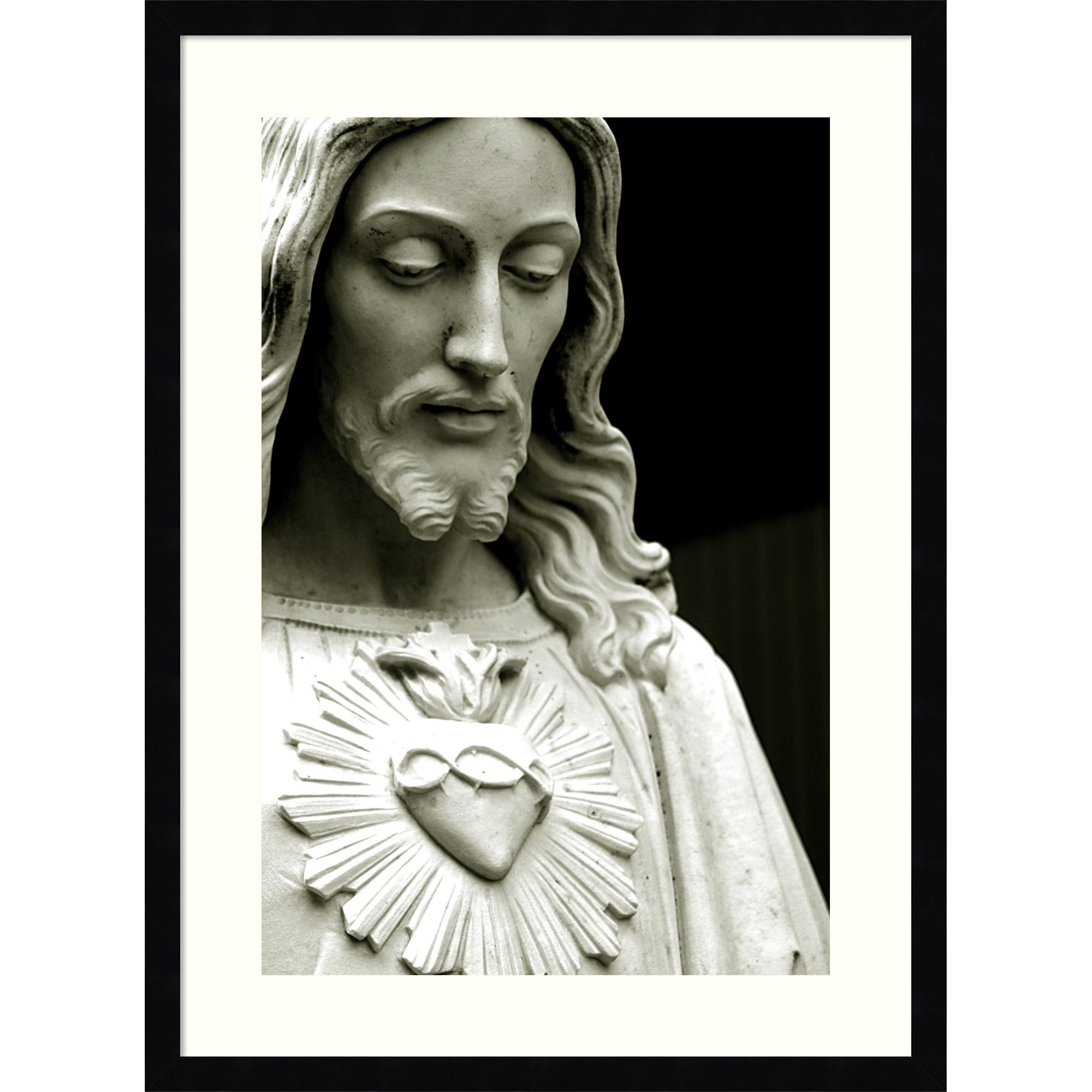 The Sacred Heart Of Jesus By South American School Wood Framed Wall Art Print
