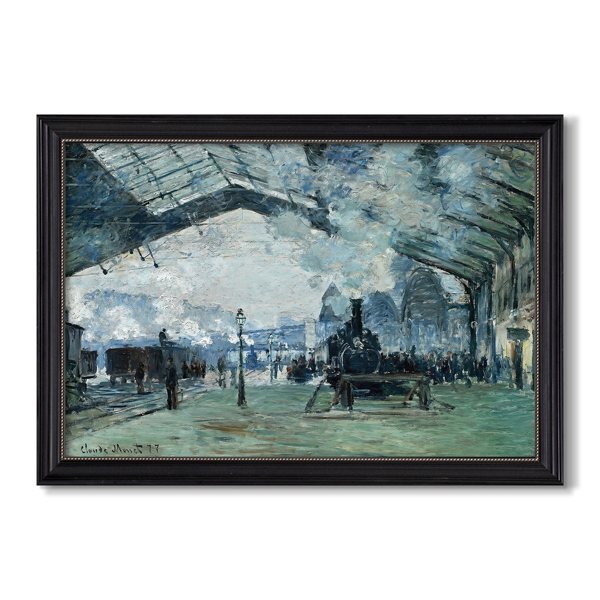 The Saint Lazare Station 1877 Claude Monet Custom Framed Canvas