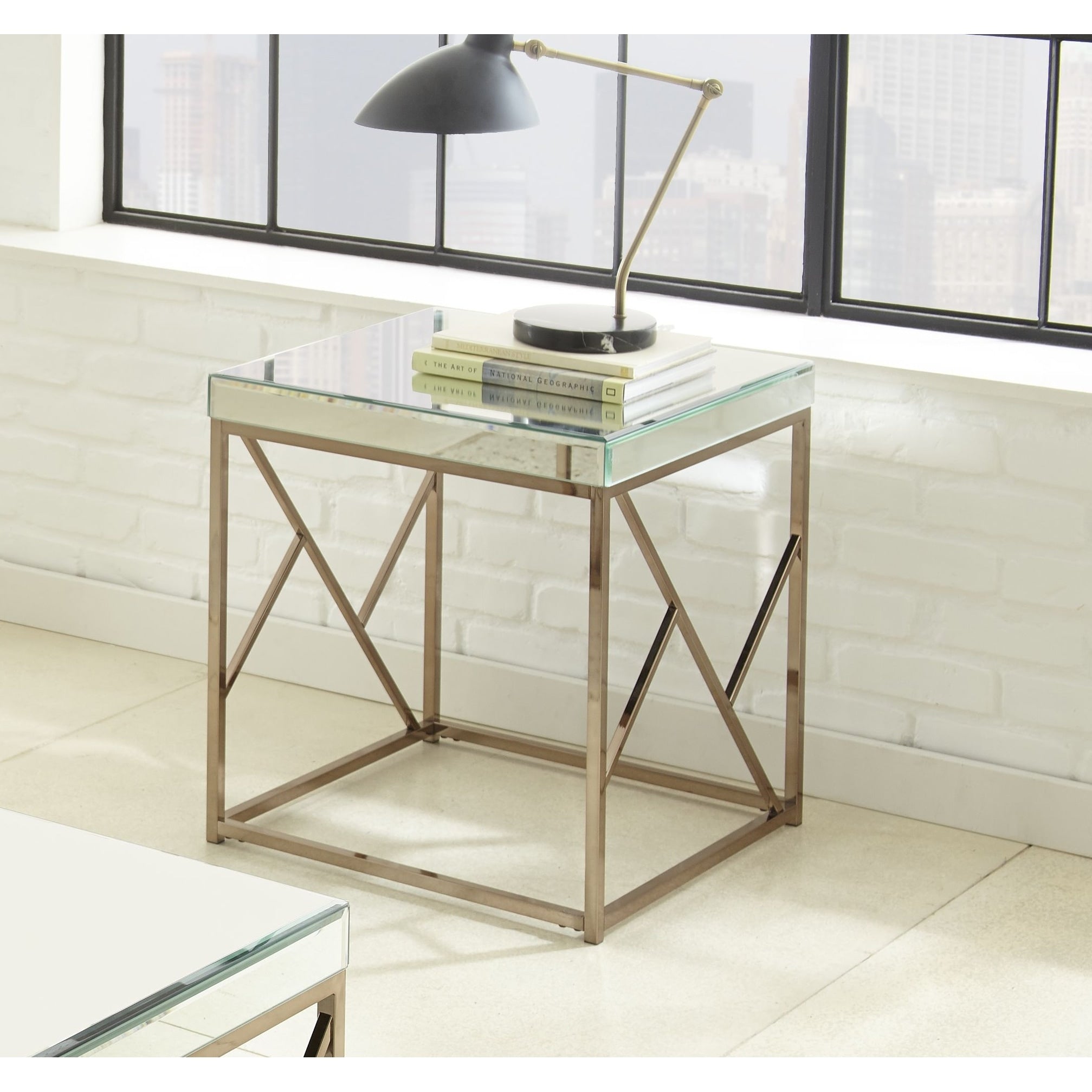 Elsa Mirrored End Table By Greyson Living