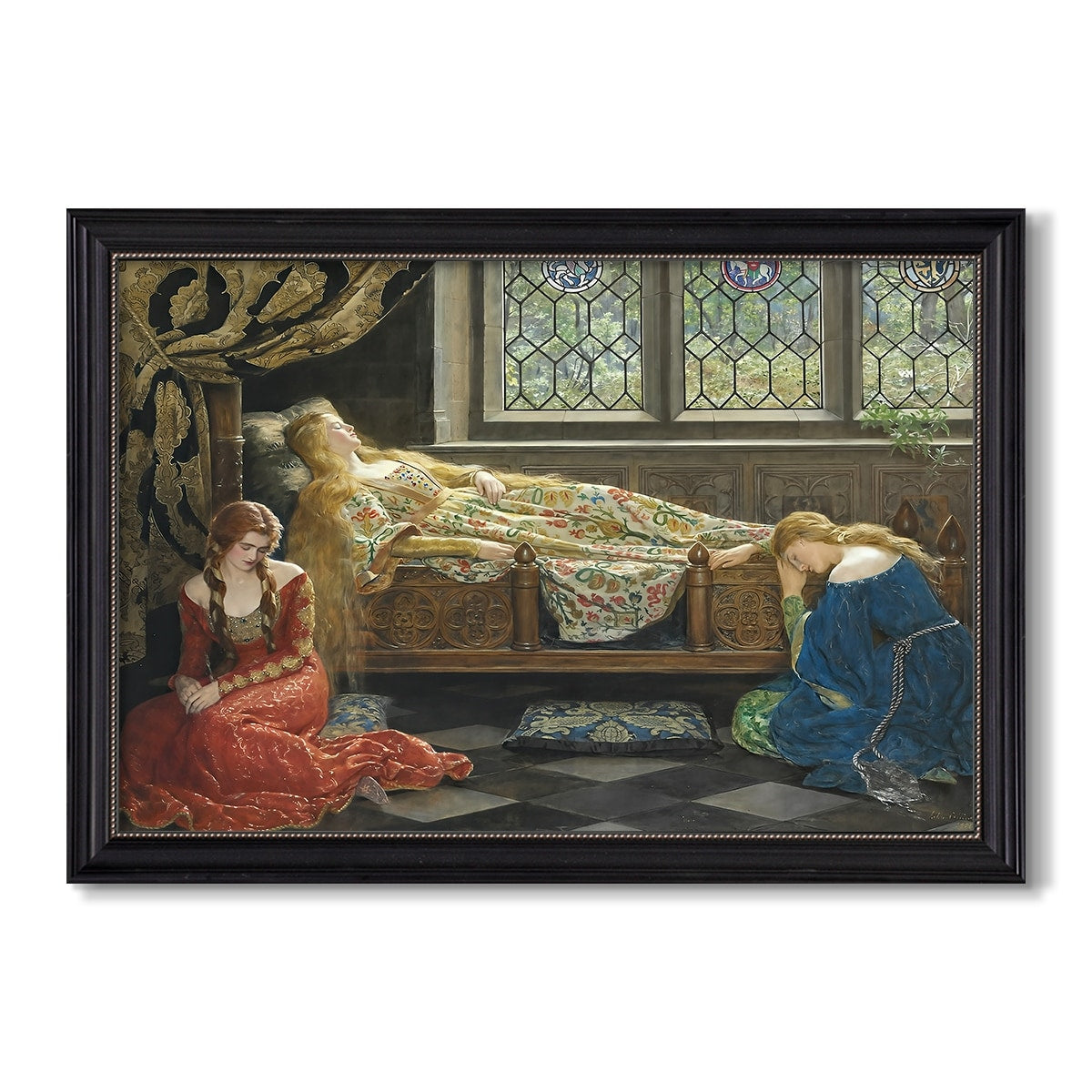 The Sleeping Beauty 1921 John Collier Custom Framed Canvas