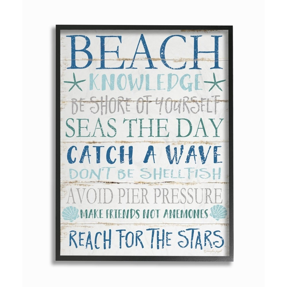 The Stupell Home Decor Beach Knowledge Blue Aqua And White Planked Look Sign 11 X 14 Proudly Made In Usa Multi Color