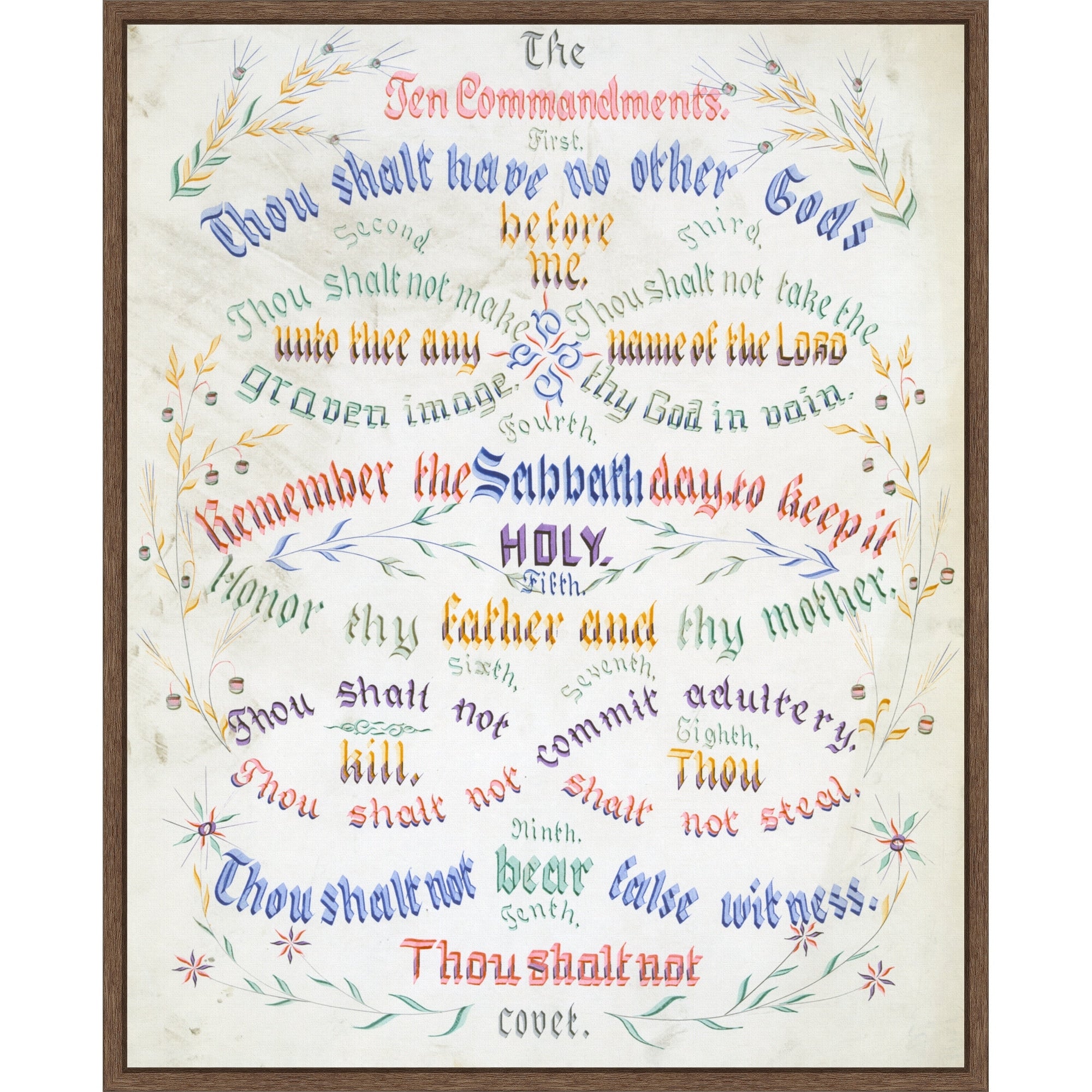 The Ten Commandments 1889 Framed Canvas Wall Art Print