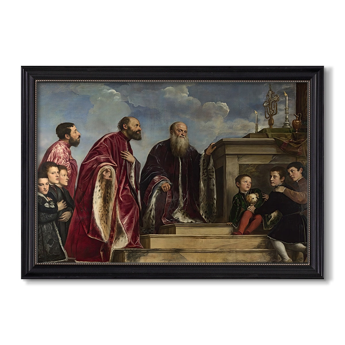The Vendramin Family Venerating A C 1540 1545 Titian Custom Framed Canvas