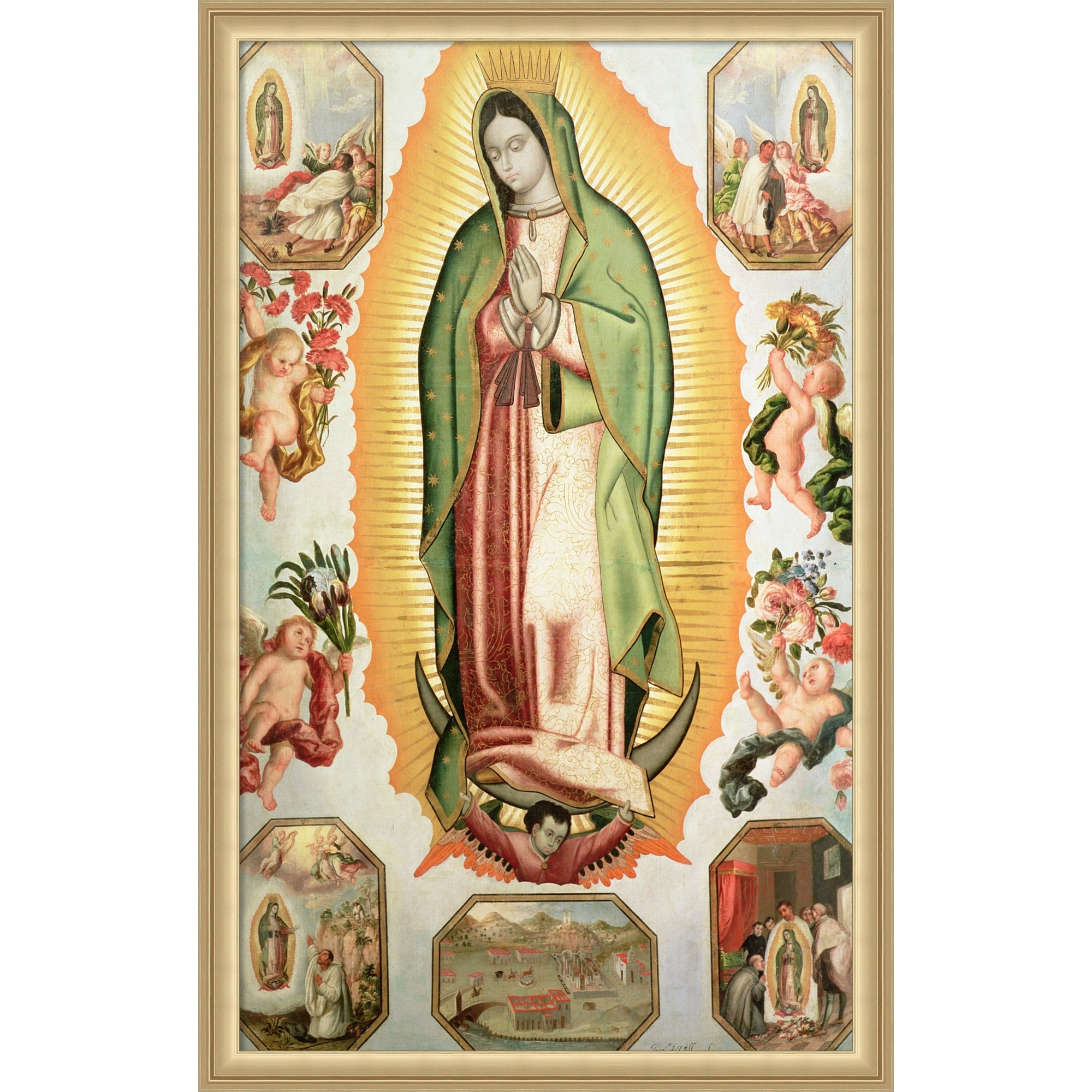 The Virgin Of Guadalupe By Juan De Villegas Framed Mounted Canvas Wall Art Print