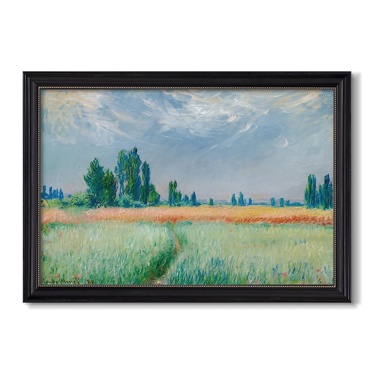 The Wheat Field 1881 Claude Monet Custom Framed Canvas