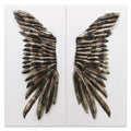 The Wings Primo Mixed Media Iron Wall Sculpture On Canvas Diptych