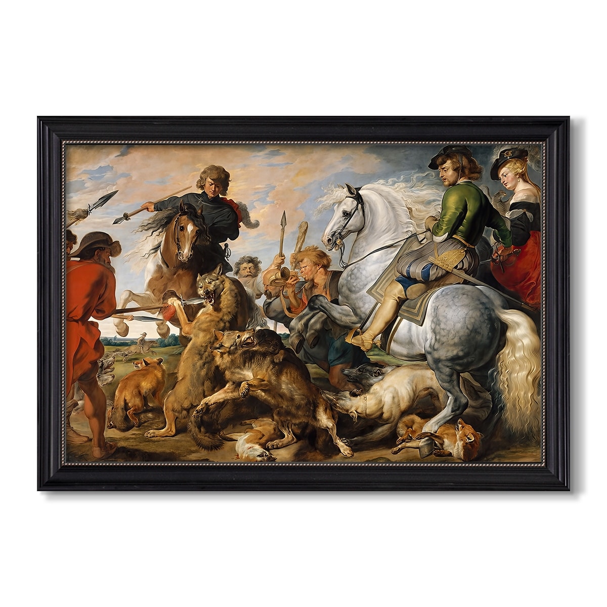 The Wolf And Fox Hunt C 1616 Peter Paul Rubens Custom Framed Canvas