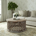 Theo Coastal Carved Wood Round Coffee Table By Sevita