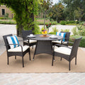 Theodore Outdoor 5 Piece Wicker Dining Set With Cushion By Christopher Knight Home