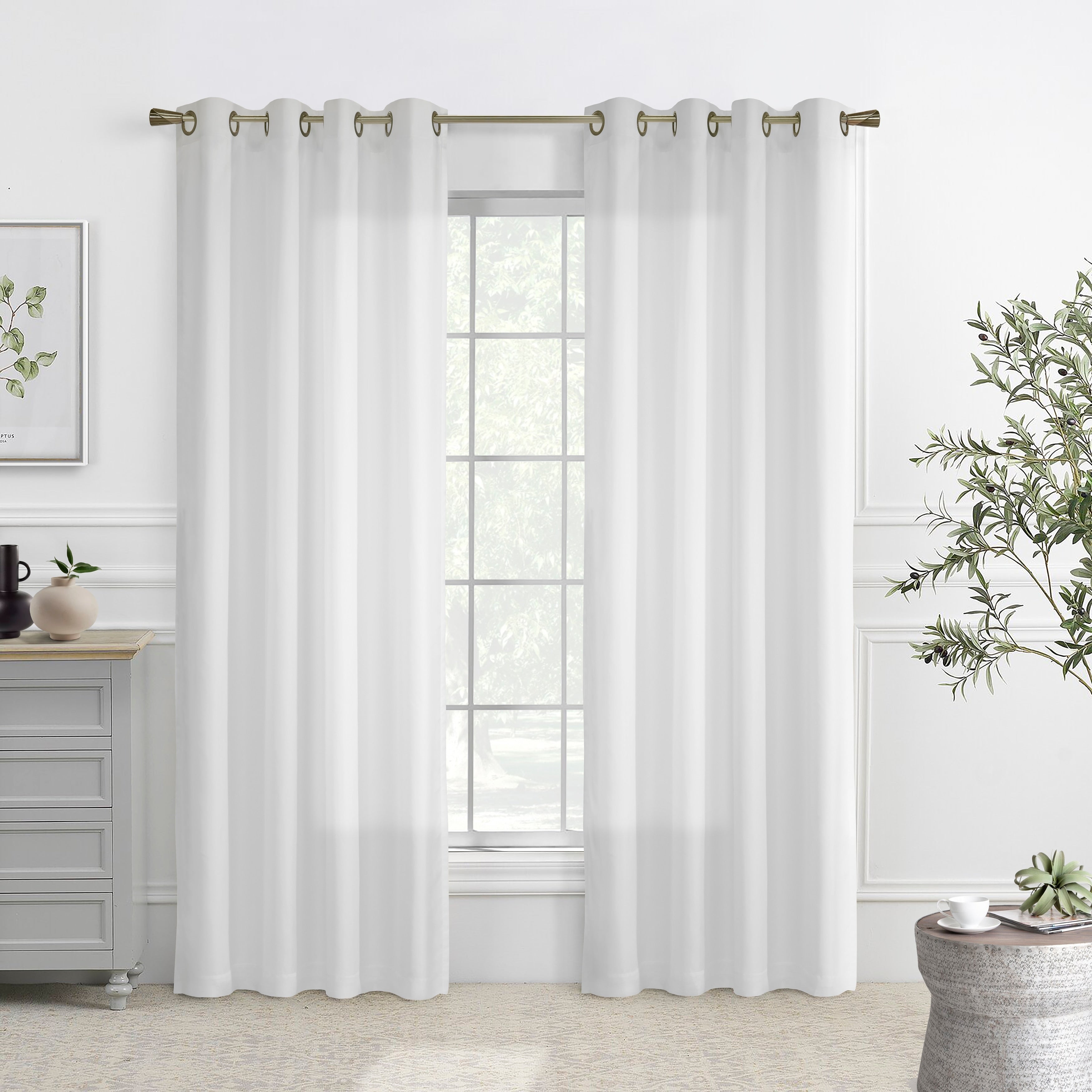 Rhapsody Lined European Style 84 Inch Voile Curtain Panel Pair