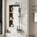 Thermostatic Shower System With Rainfall Shower Head Adjustable Height Wall Mounted Shower Set