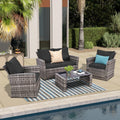 Thicker 4 Piece Wicker Outdoor Sofa Set 1 Loveseats 2 Single Sofas 1 Table