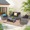 Thicker 4 Piece Wicker Outdoor Sofa Set 1 Loveseats 2 Single Sofas 1 Table