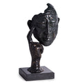 Thinking Man Sculpture With Bronzed Finish On Marble Base.