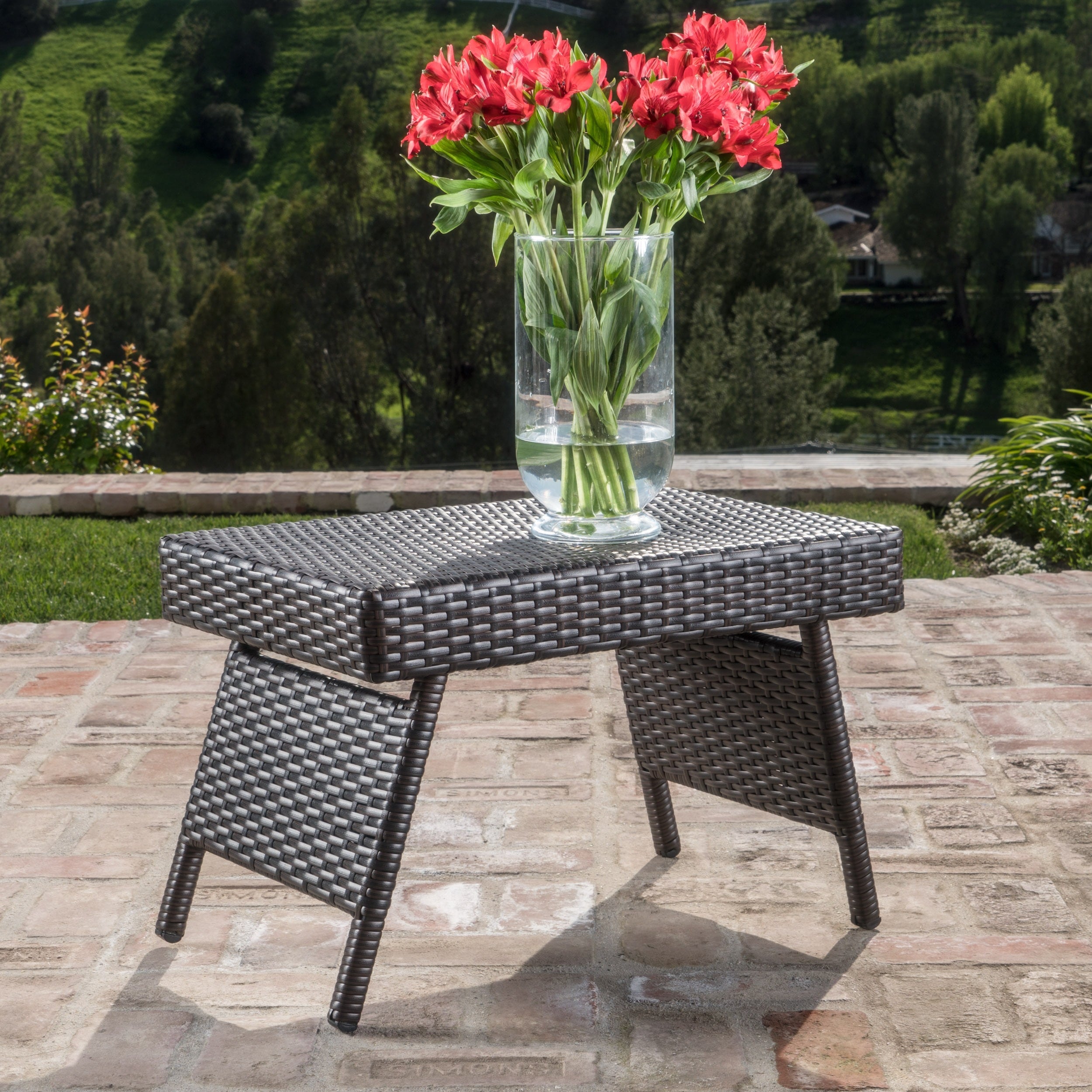 Thira Outdoor Aluminum Wicker Accent Table By Christopher Knight Home