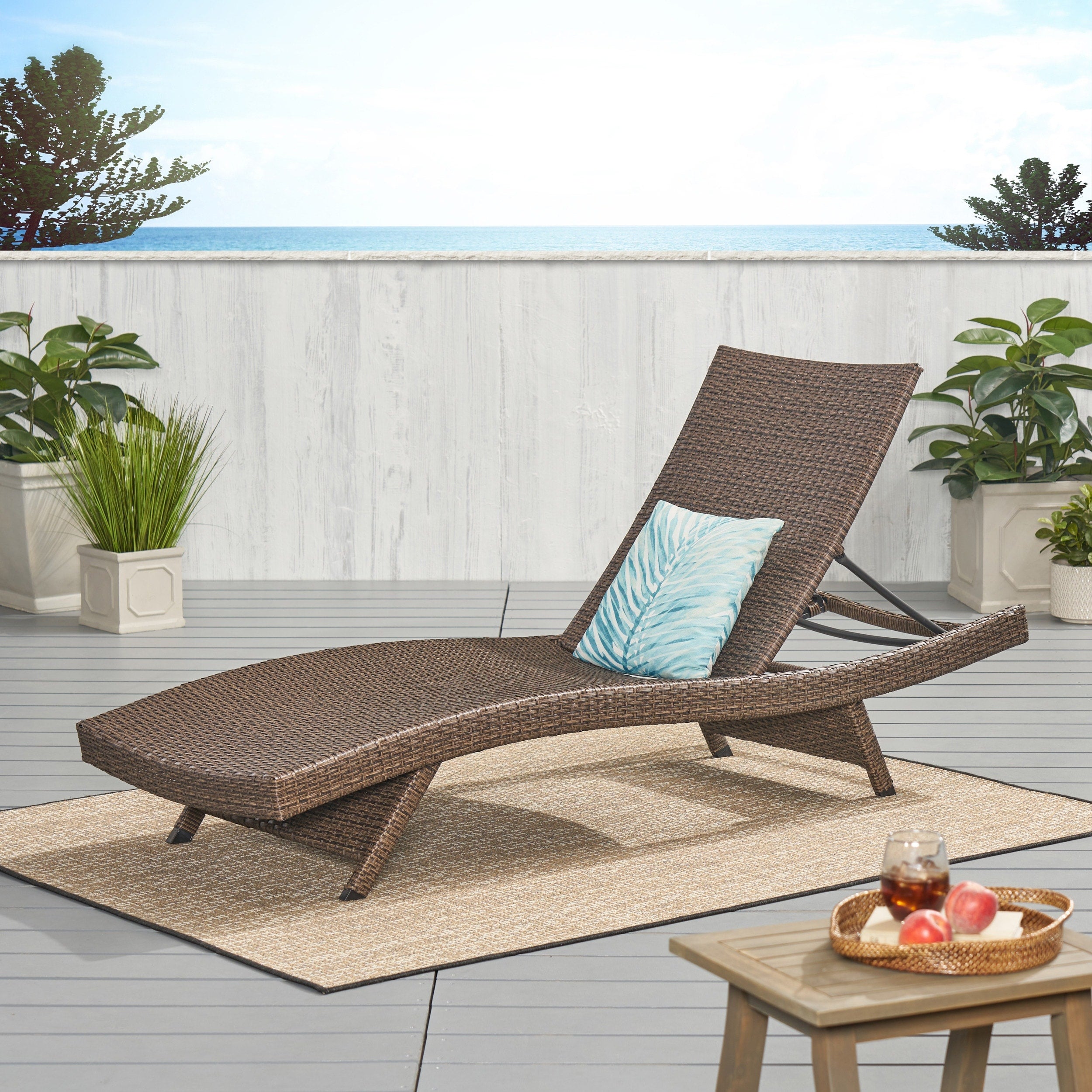 Thira Outdoor Aluminum Wicker Chaise Lounge By Christopher Knight Home