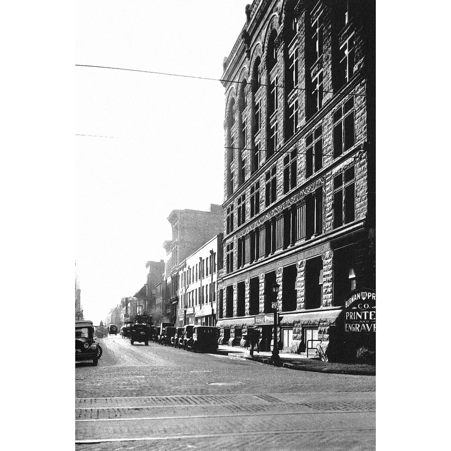Third Street Looking South From Main Black And White Gallery Wrapped Canvas