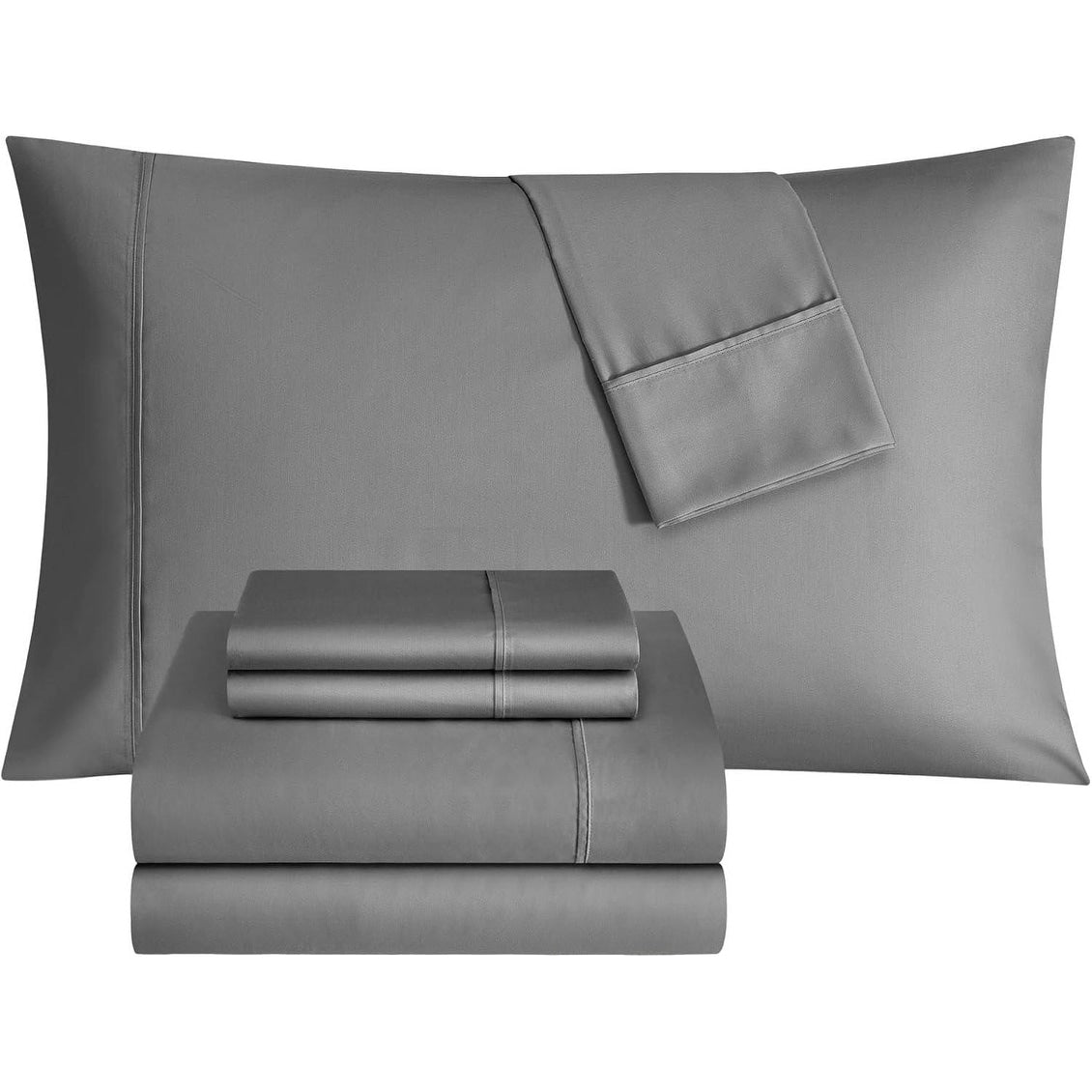 Thomasville 1500 Thread Count Dark Grey 6 Piece Premium Cotton Rich Sateen Sheet Set