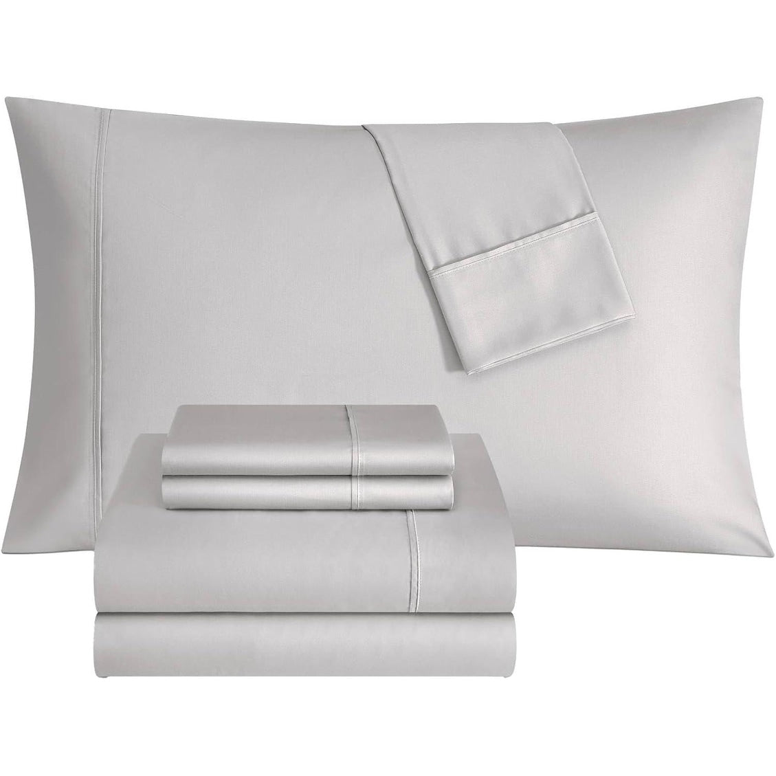 Thomasville 1500 Thread Count Light Grey 6 Piece Premium Cotton Rich Sateen Sheet Set