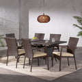 Thompson Outdoor 7 Piece Wicker Dining Set With Cushions By Christopher Knight Home