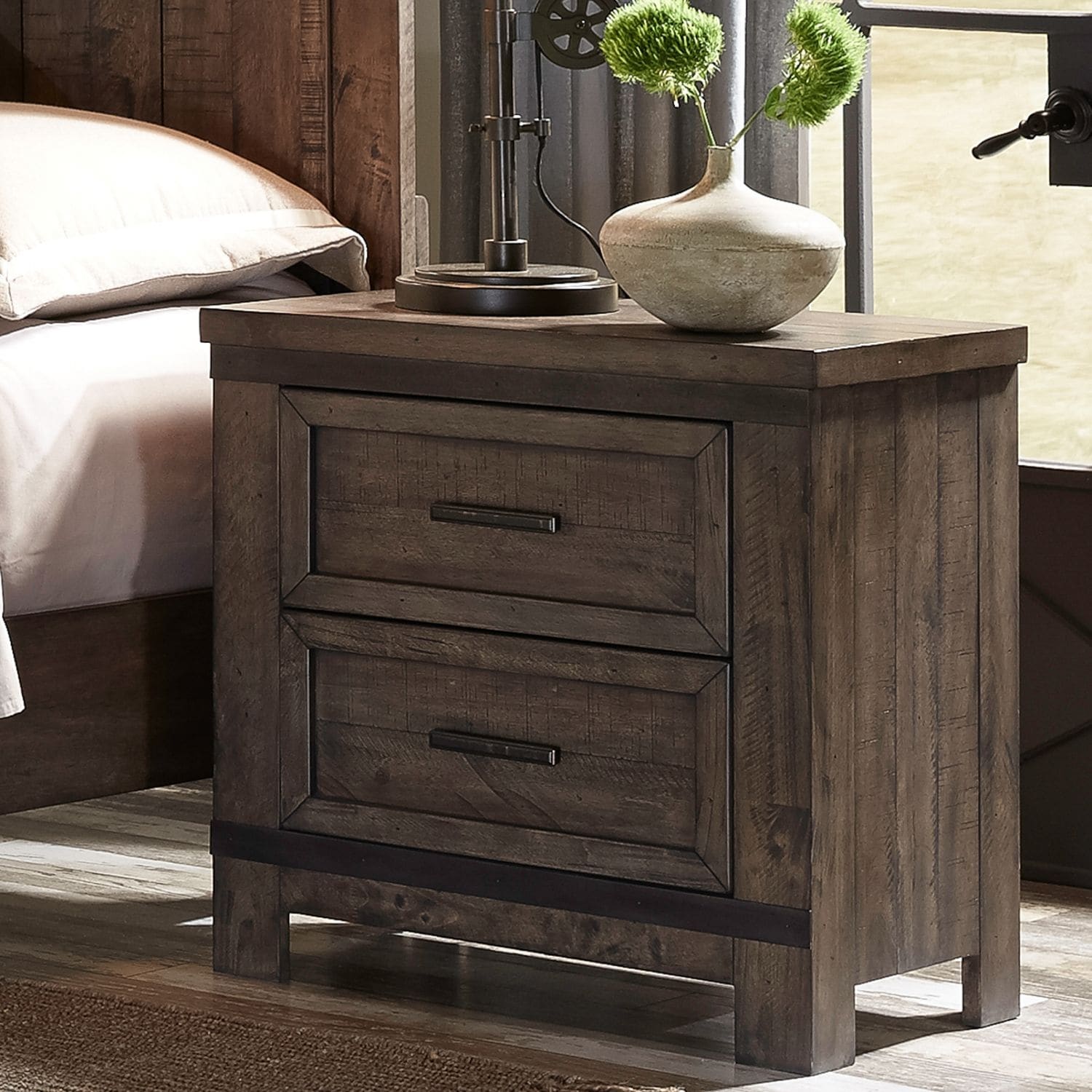 Thornwood Hills Rock Beaten Gray 2 Drawer Nightstand