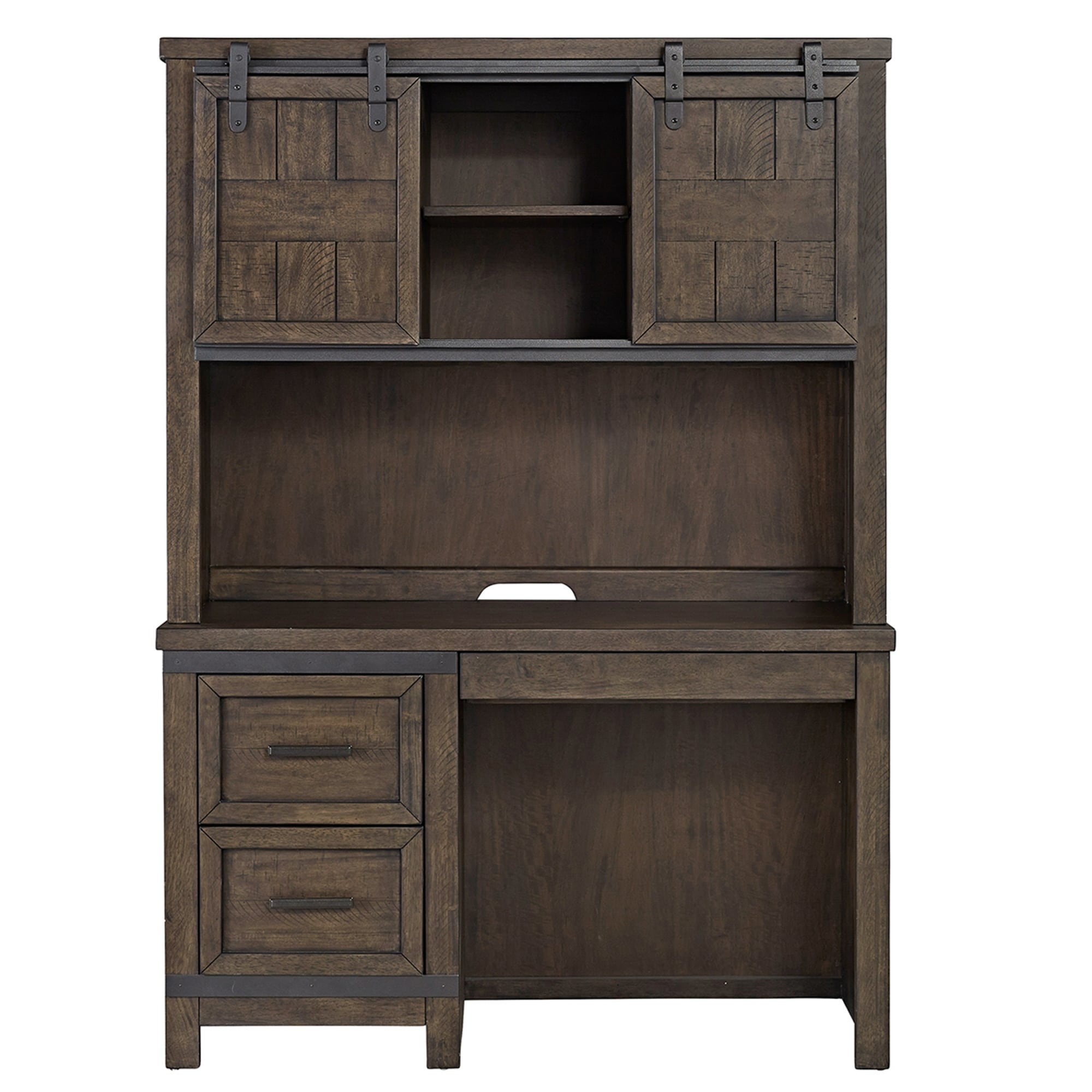 Thornwood Hills Youth Rock Beaten Grey Student Desk And Hutch